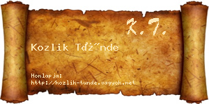 Kozlik Tünde névjegykártya